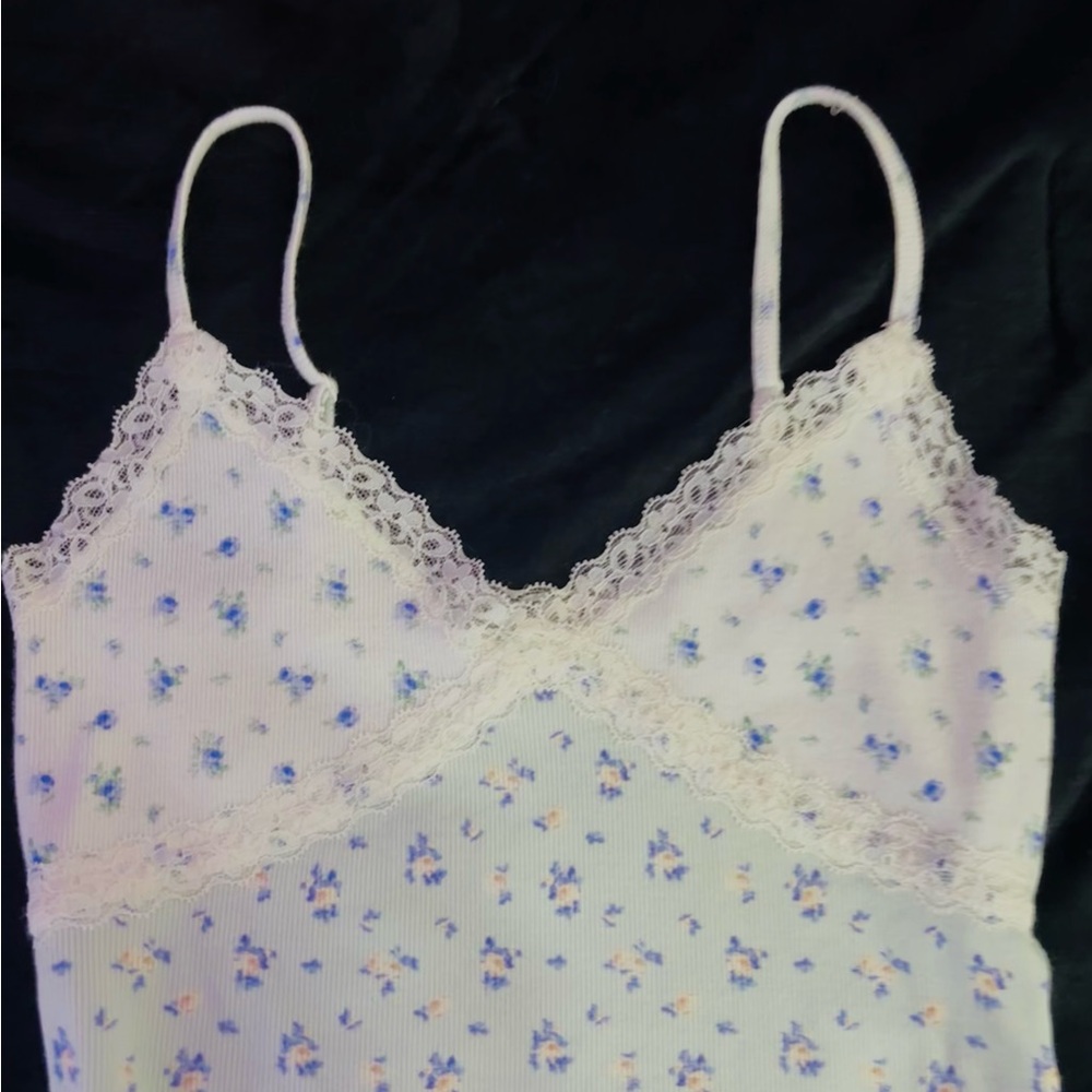 Floral Lace Trim Cami Top